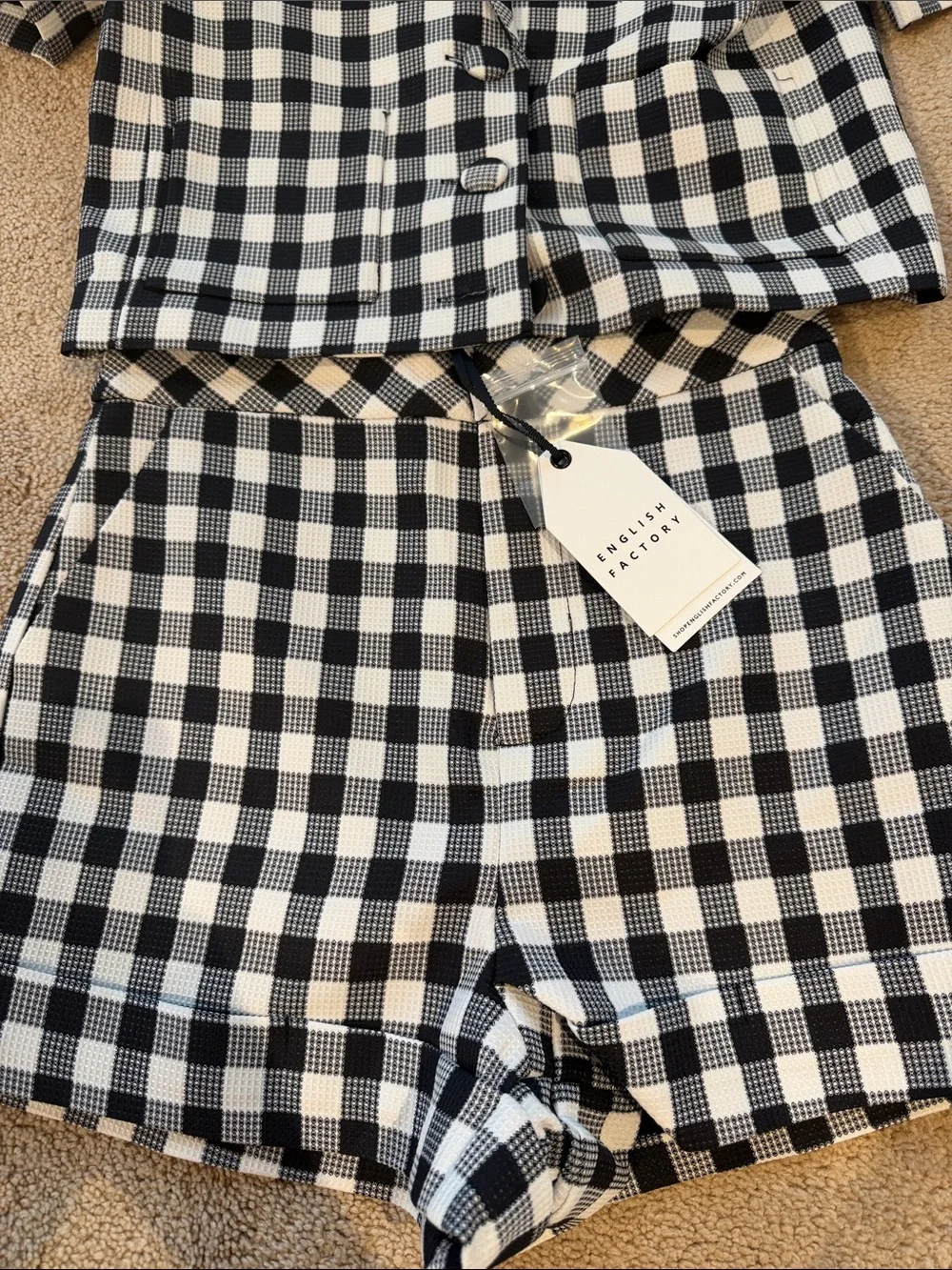 English Factory Black & White Gingham Short Set